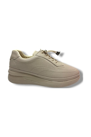 C-shoes 3428-26 Cilt Deri Anatomik Bağcıklı Kadın Comfort Ayakkabı 38-40 Bej