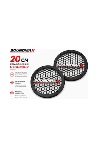 Soundmax 20cm Hoparlör Kapağı - Soundmax Logolu Kaliteli Plastik Midrange Hoparlör Kapak 20 Cm - 2 A