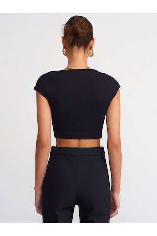 Dilvin Kadın Pamuk Ve Modal Karışımlı Crop Top T-shirt - 30528 001