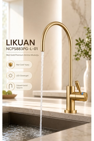 Ncps883cp-l Led Göstergeli Krom Arıtma Musluğu Premium Ro Musluk Altın