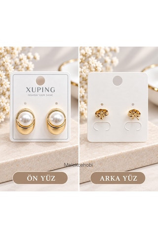 Melekcehobi Kadın Gold Incili Vintage Bombeli Küpe - Xuping Vıp Serisi Altın Kaplama Incili Küpe