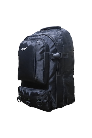 Baggor Büyük Boy Su Geçirmez Çok Gözlü Seyahat Okul Trekking Sırt Çantası 50 L Siyah