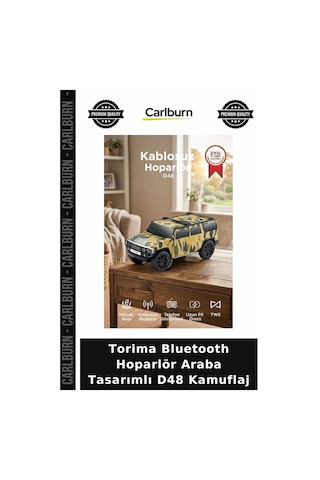 Premium Torima Bluetooth Hoparlör Araba Tasarımlı D48 Kamuflaj Ses Sistemi Radyolu Parti