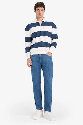 Defacto Boxy Fit Dik Yaka Yarım Fermuarlı Çizgili Sweatshirt C7045ax25aunv94 Lacivert-nv94