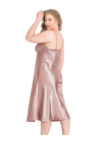 Aria's Closet Arias Closet Büyük Beden Vizon Uzun Saten Gecelik Vizon