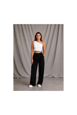 Zykrıon Kadın Beyaz Tek Omuz Asimetrik Crop Bluz Slim Fit Esnek Kumaş Şık Günlük Beyaz