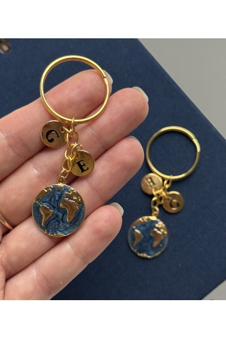 O Benim Dünyam Anahtarlık - Gold 2 Harfli Kişiselleştirilebilir