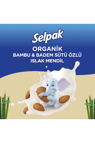 Selpak Organik Bambu Özlü & Badem Sütü Özlü Islak Mendil 12'li