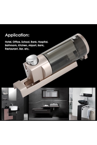 Hombey Duş Jeli Ve Sabun Dağıtıcı, 300ml Cam Şeffaf Şişe, Duvar Takılı, Kilitleme Fonksiyonu, Şampuan Depolama Kutusu, Ev Otel Ofis Kullanıma Uygun, Şampanya Altın Rengi Şampanya Altın