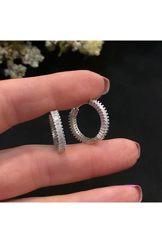 Stela Gümüş Halk Baget Küpe Beyaz