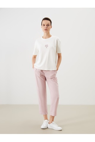 Lcw Comfort Beyaz Baskılı Soft Touch Kadın Tişört