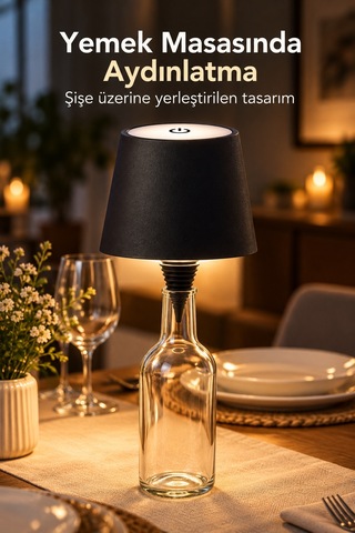 Konik Başlıklı Şişe Lambası Çıkarılabilir Bağlantı Aparatlı Standart