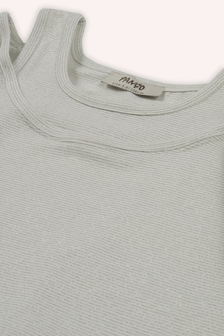 Panço Kız Çocuk Kolları Pencere Detaylı T-shirt Ekru 2421gk05017-4844 001