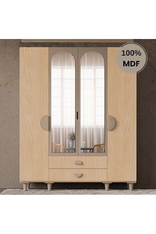 Ladin 4 Kapak Mdf Ayaklı Tasarım Gardırop Rota