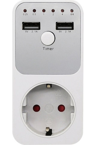 Wezone Eu Standartlı Zaman Kontrollü Usb Çevirici: 2.1a Usb Portlu, 16a Yük Kapasitesi, Akıllı Elektrikli Cihaz Gönüllüsü