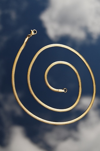 Rua Jewelry Yassı Yılan İtalyan Zincir Paslanmaz Çelik Kolye Altın 3 MM