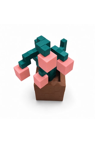 Piksel İnci Çiçeği Biblo - 3d Baskı, Minecraft Esintili Pembe
