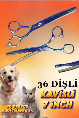 Esenliwe Deri Çantalı Pet Shop Evcil Hayvan Kedi Köpek Makası 3 Parça 17 CM