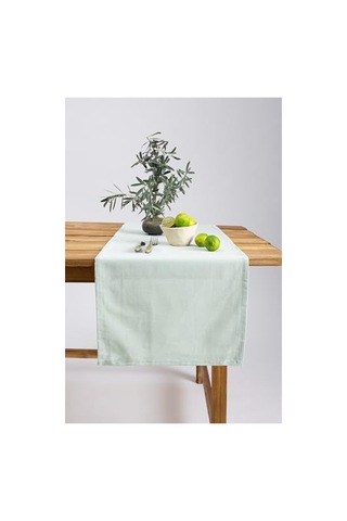 Kaliteli Keten Pamuk Karışımı Runner, 40 X 150 Cm Adaçayı Abanoz