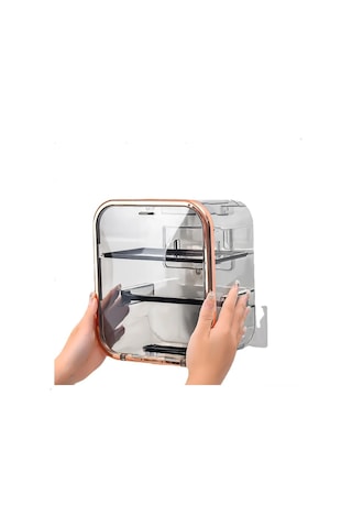 Xindoker Duvar Tipi Sabitlenebilir Pet+pp Hijyenik Mendil Kutusu - Gri Renkli Ev Kullanıma Uygun 21x15x25cm Depolama Kutusu Gri