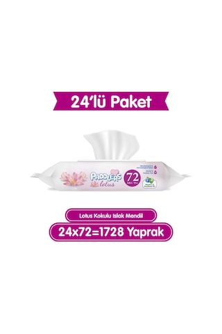 Paddlers Lotus Çiçeği Kokulu Islak Mendil 24x72 li Koli (1728 Yaprak)