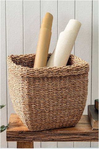Madame Coco Benedite Büyük Hasır Sepet - Toprak - 34X42 Cm