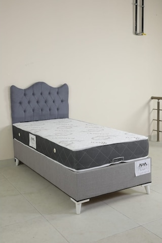 Azrayatakmobilya Tek Kişilik Yatak+Baza+Kapitoneli Başlik