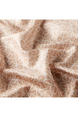 İpek Evi İpekevi Twill İpek Eşarp - Typo Monogram - Koyu Krem