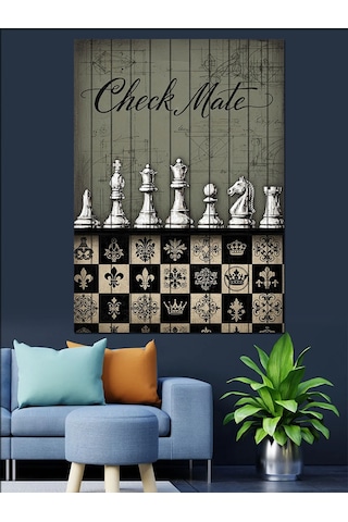 Ahşap Tablo Satranç Mat Yazılı Poster