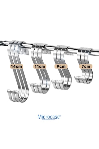 Microcase 14CM Paslanmaz Çelik S Kanca Seti Çok Amaçlı Mutfak Banyo Gardrop Askısı Düzenleyici Ev Organizeri 1 Adet -al5880 Gümüş
