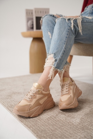 D383 Günlük Ortopedik Kadın Sneaker Spor Ayakkabı Bej