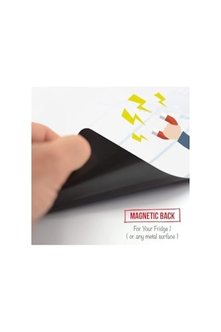Dünya Magnet Aylık Magnet Planlayıcı, 35x50 Cm Katlanabilir Silinebilir Mıknatıslı Yazı Tahtası Pano + 3 Kalem Açık Gri
