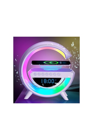 Bluetooth G Hoparlör Rgb Led Işıklı Speaker Alarm Saat Aux Usb Sd Kart Wireless Şarj
