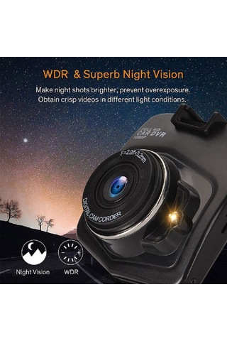 Youtek Araç Sürücü Kaydedici 1080p Fhd 170 Geniş Açı Kamera G-sensor Gece Görüşü 2.0" Lcd Dvr
