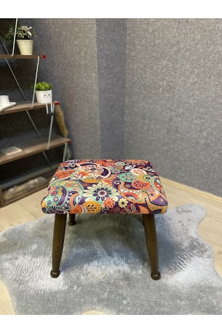 Trend Ceviz Retro Ahşap Ayak Uzatma Pufu Makyaj Koltuğu Bench Tabure