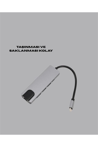 4k Hdmı Çıkışlı, Gigabit Ethernet'li Usb C Çoklu Port Hub Najmaddin