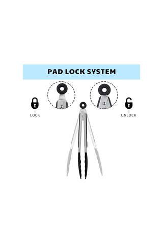 Paslanmaz Çelik Ve Gıda Sınıfı Silikon Izgara Maşası Siyah 16 İnç , Isıya Dayanıklı Mutfak Maşası
