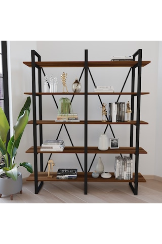 Robinhome Robin Home Grand Ofis Kitaplık 5 Raflı Metal Ayaklı Barok