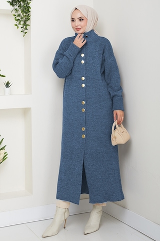 Reha Düğmeli Triko Hırka 1603 - Mavi Mavi