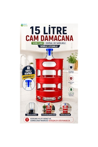 15 Litre Cam Damacana %100 Cam Sebil Ve El Pompası Uyumlu Yaylı Kapak Hediyeli Doğal, Sağlıklı Ve Dayanıklı Şeffaf