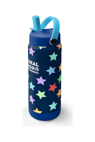 Coral High 650 Ml Kız Çocuk Lacivert Yıldız Desenli Çelik Suluk/matara Pipetli 38309 Lacivert - Mavi