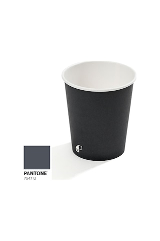 8 Oz Single Wall Baskılı Karton Bardak Antrasit 50 Adet 50