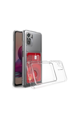 Xiaomi Poco M5s İle Uyumlu Kılıf Kartlıklı Kartvizitli Şeffaf Telefon Kılıfı Kapak