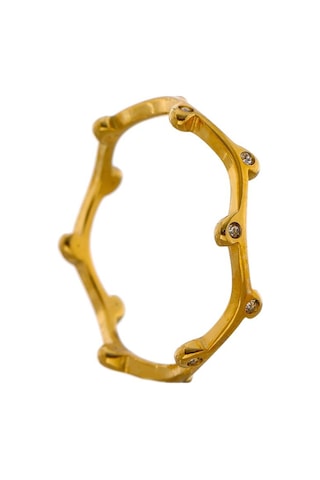 Eetit Paslanmaz Çelik Kübik Zirkonya Yuvarlak Yüzük Takı Kadınlar İçin 9 Altın