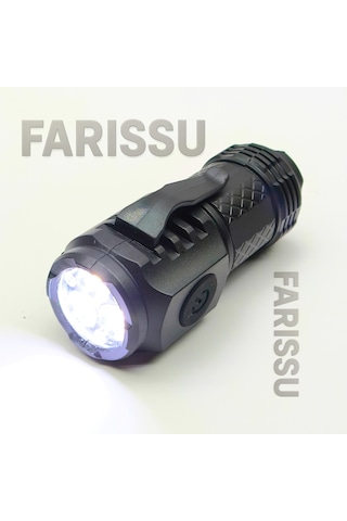 3 Led'li Güçlü Mini El Feneri Şarj Edilebilir Type-c Siyah