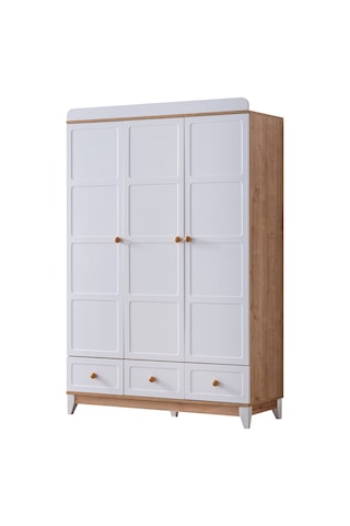 Mira Çocuk Odası Takımı, Mira Yavrulu Karyola, Berlin 3 Kapaklı Dolap - Ceviz Renkli