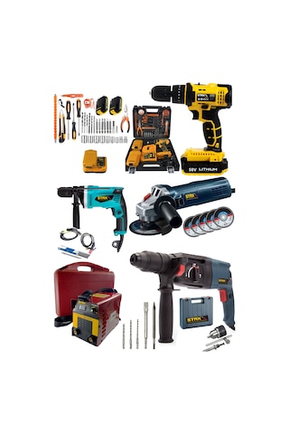 Staxx Power S5TKM Süper Usta Seti 5'li - 2.26 Kırıcı - 200A Kaynak Makinesi - Taşlama