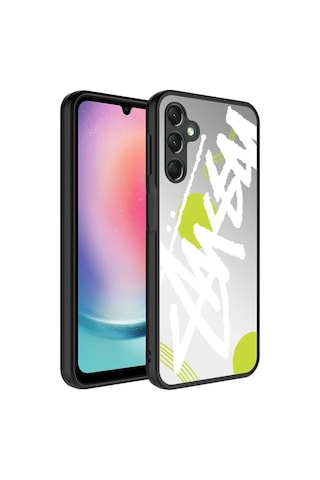 Samsung Uyumlu Galaxy A14 Kılıf Aynalı Desenli Kamera Korumalı Parlak Zore Mirror Kapak Yazı