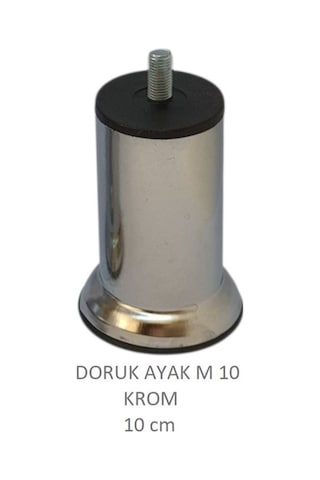 Doruk Ayak, Cıvatalı Baza Koltuk Dolap Ayağı, Metal, Krom, M10, 10 Cm Krom