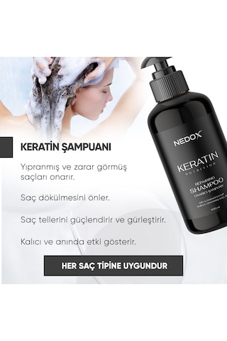 Nedox Yıpranmış Saçlar için Keratinli Saç Bakım Şampuanı 500 ML